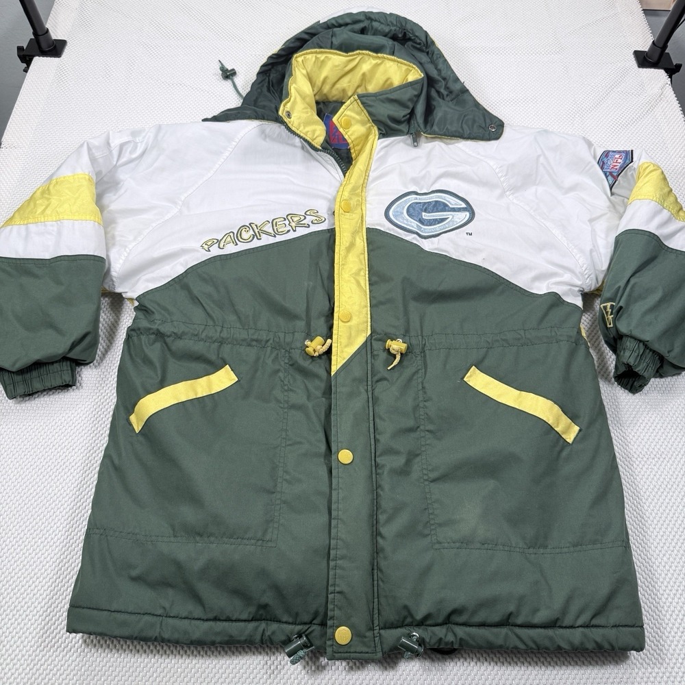Vintage 1994 Pro Player Green Bay Packers NFL Hooded Jacket Men's L Green Gold